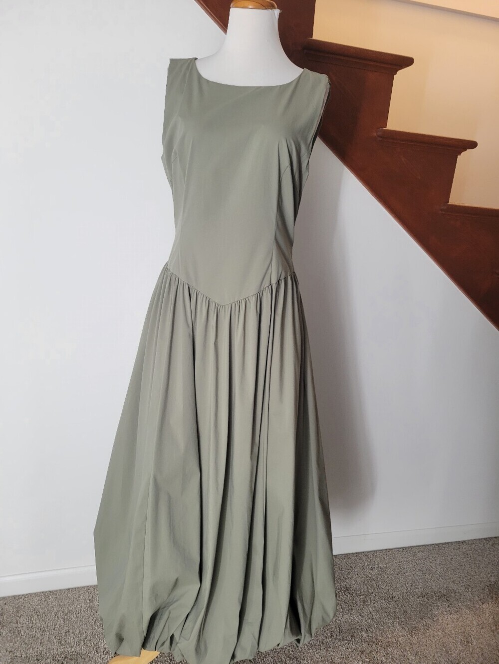 Camila Coelho Dress Women M Green Dropped Waist Bubble Hem Regency Event NEW